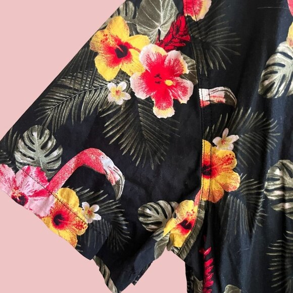 Vintage Levis Shirt Mens XL Black Red Floral Flamingo All Over Print Button Dn - Picture 6 of 13